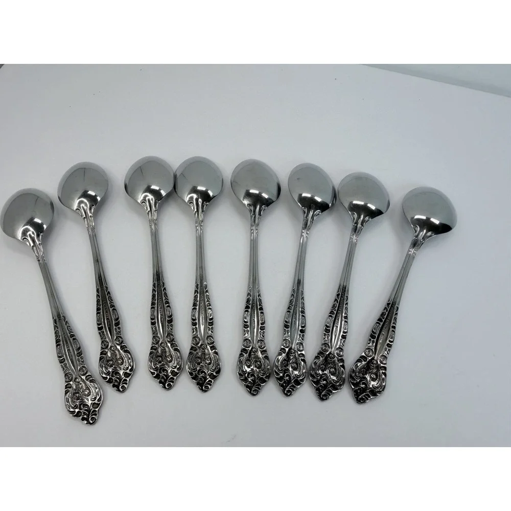 Stanley Roberts DYNASTY Stainless 5 Petal Flower - Set of 8 Teaspoons Japan